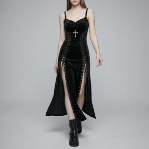 how to dress 90s goth Gothic 90s Goth Red Plaid Lace Patchwork Irregular Hem Dress  ROCK 'N DOLL
