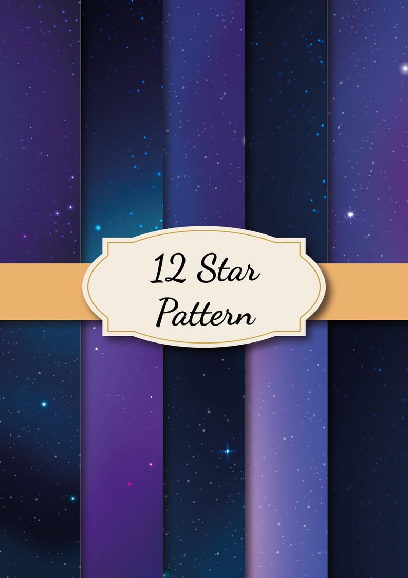 Star Pattern Digital Paper | Printable A4 PDF | Background With Stars ...