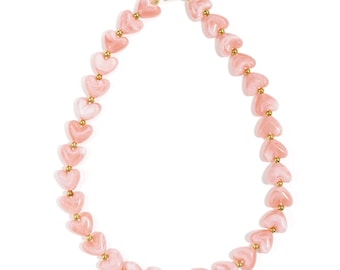 Collier de perles coeur en acrylique : Bijoux décontractés en acier inoxydable