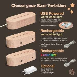 The image is an advertisement for a baze variation of a USB-powered light, featuring three different models with varying features.