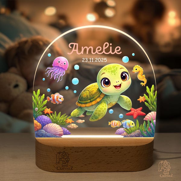 Luz de noche infantil personalizada con nombre - Decoración acogedora para el dormitorio