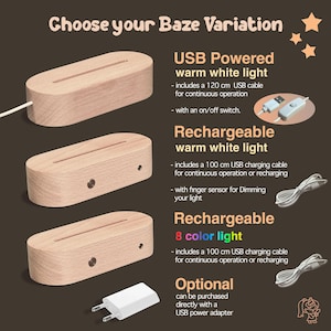 The image is an advertisement for a baze variation of a USB-powered light, featuring three different models with varying features.