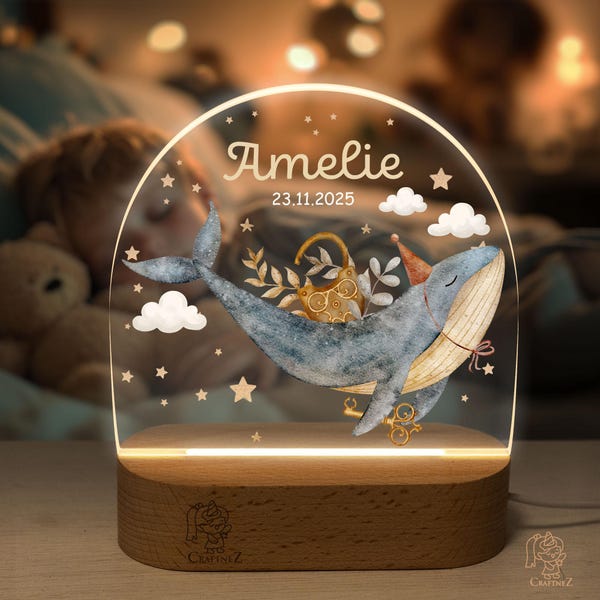 Luz de noche infantil personalizada con nombre - Decoración acogedora para el dormitorio