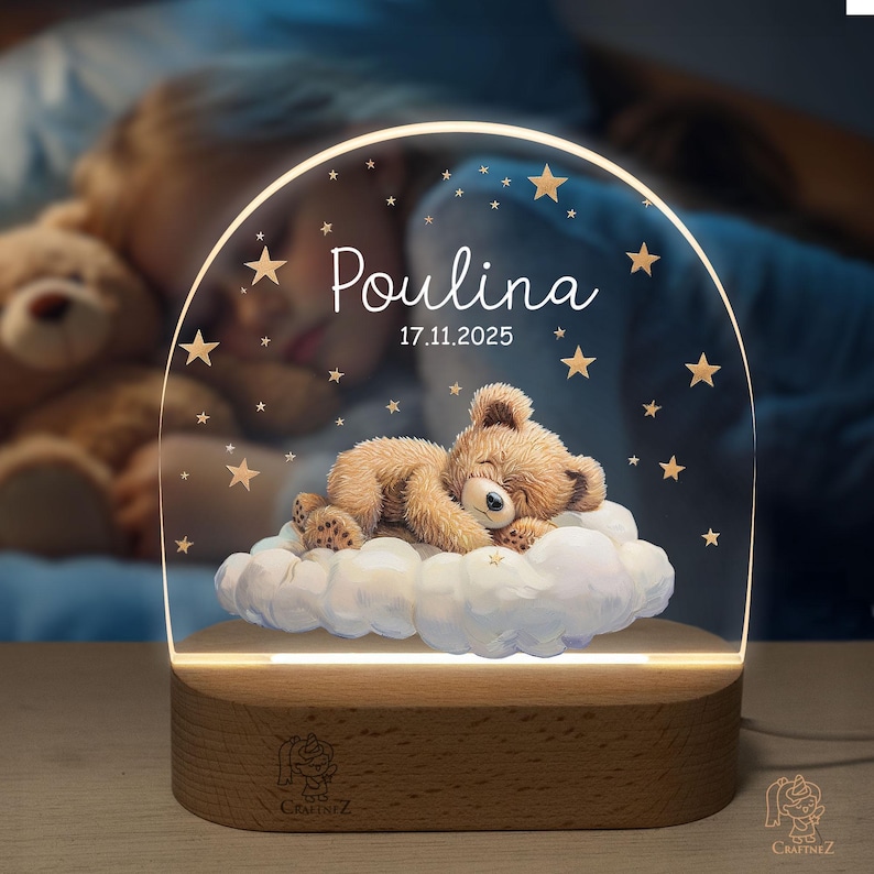 Children’s Night Light: Personalized with Name - Cozy Bedroom Decor image 1