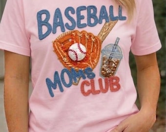 Baseball Moms Club | Style Patchwork & Effet 3D Brodé – PNG Numérique
