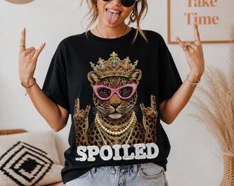 Spoiled Leopard Png, Jeweled Crown Png, Diamond Necklace Sublimation Design, Mothers Day - Digital download