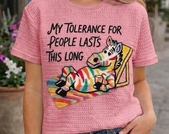 Funny Zebra PNG | My Tolerance For People Lasts This Long | Digital Download PNG