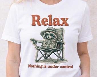 Nothing is Under Control - 3D Crochet Style Embroidery Design - Relaxed Raccoon - Digital download