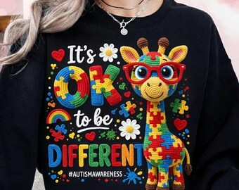 Crochet Giraffe Autism Awareness PNG - It’s OK To Be Different - 3D  Digital Download PNG