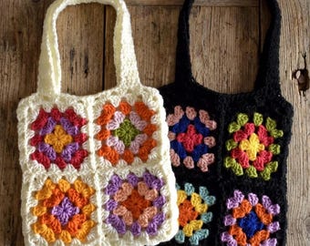 Vintage "Granny Square" Bag | Bohemian Handmade & Eco-Friendly Tote Bag – PDF Crochet Pattern