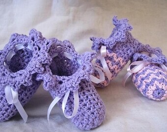 Chaussons Bébé "Rêve Bleu & Festons"–Patron Crochet PDF