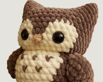Hibou Amigurumi Moelleux "Chunky Owl"– Handmade Stuffed Animal Gift–Patron Crochet PDF