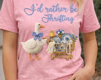 I'd rather be Thrifting Oie Vintage | Design Patchwork Artistique & Humour Brocante – PNG Numérique
