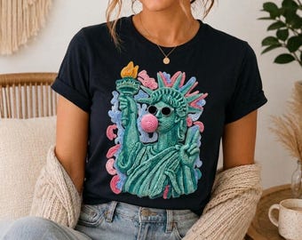 Lady Liberty Bubblegum PNG – 3D Crochet Style Textured - Digital Download PNG