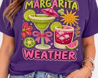 Margarita Weather Crochet Style PNG | Projekt koszulki z letnim napojem - Pobierz cyfrowo PNG