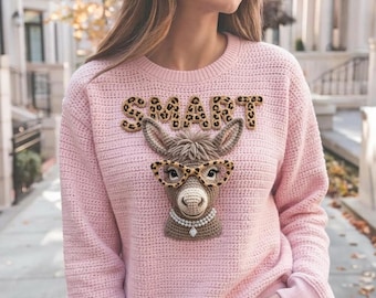 Smart Donkey | Effet Crochet & Léopard | Design Humour pour Sublimation PNG – Numérique