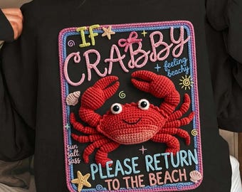Beach Crab Crochet-Style Digital PNG - Funny Summer Design - digital download