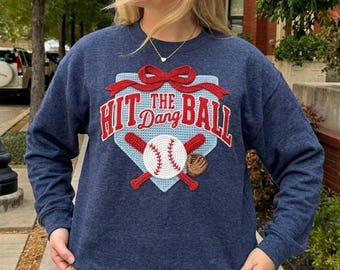 Hit The Dang Ball PNG - Faux Crochet Baseball Design for Sublimation - Baseball Moms - Digital download