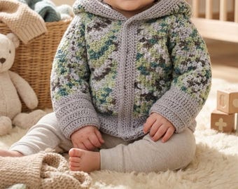 Boho Forest Hooded Baby Cardigan – Crochet Pattern (PDF)
