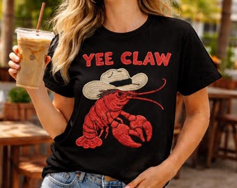Yee Claw Lobster PNG - Retro Crochet Style Lobster in Cowboy Hat -  Digital Download
