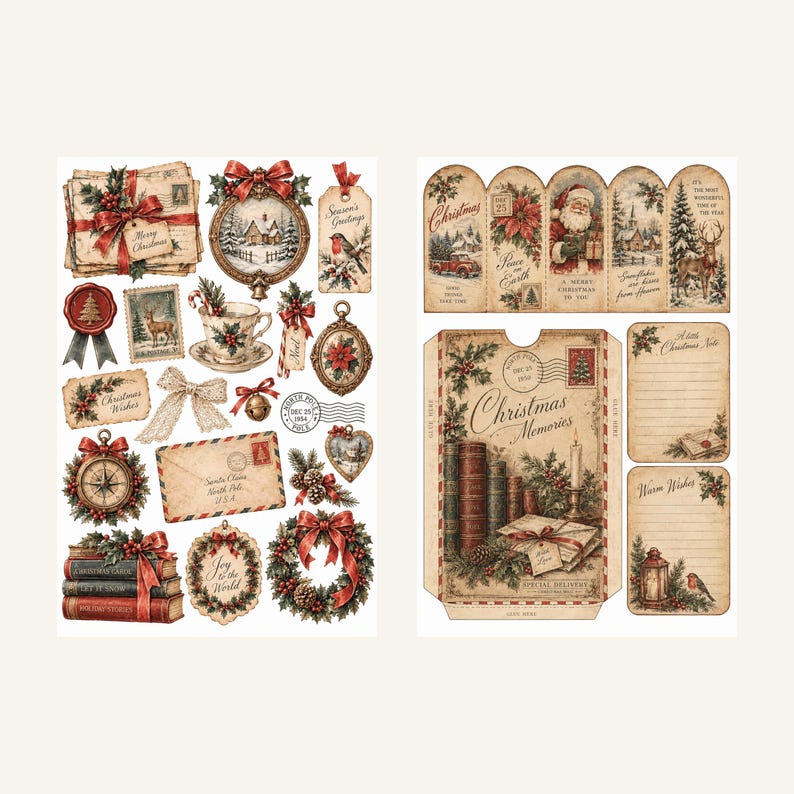 1950s Retro Christmas Junk Journal Kit with Holiday Pockets and ...