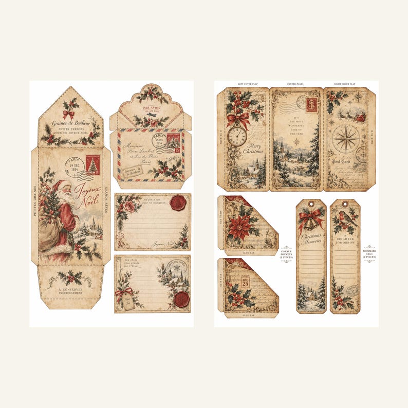 1950s Retro Christmas Junk Journal Kit with Holiday Pockets and ...