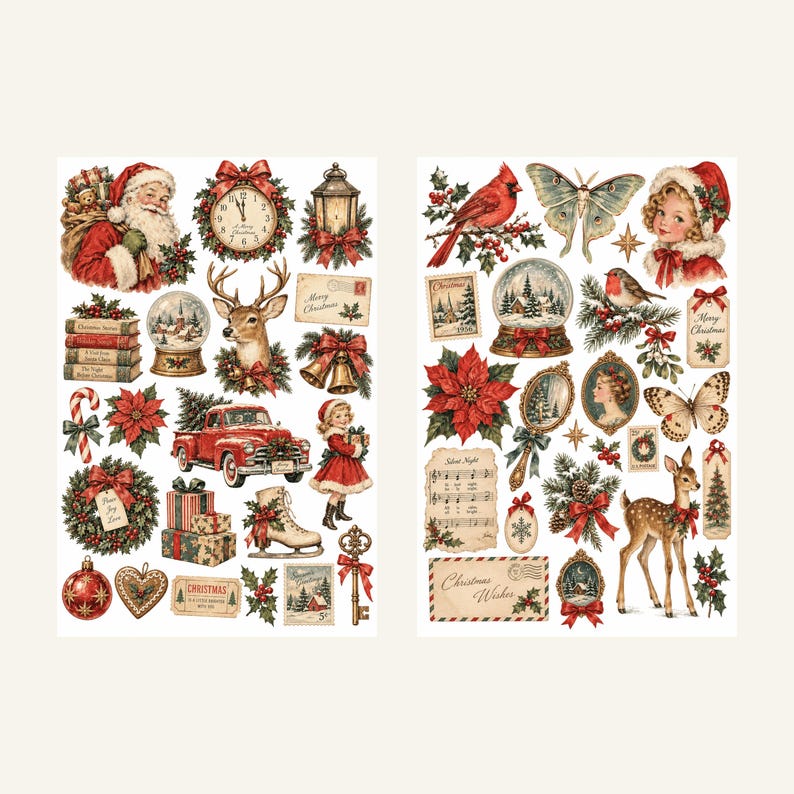 1950s Retro Christmas Junk Journal Kit with Holiday Pockets and ...