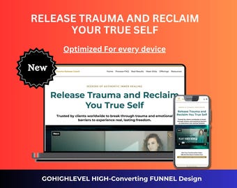 Plantilla de sitio web de coaching GoHighLevel / Embudo GHL para sanación de traumas, coaching de vida y crecimiento personal