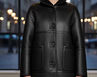 Handmade 90s Vintage Black Shearling Sheepskin Fur Trench Coat - Etsy
