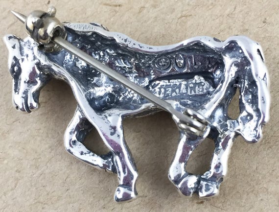 Horse Brooch Pin in Sterling Silver Vintage. copy… - image 4
