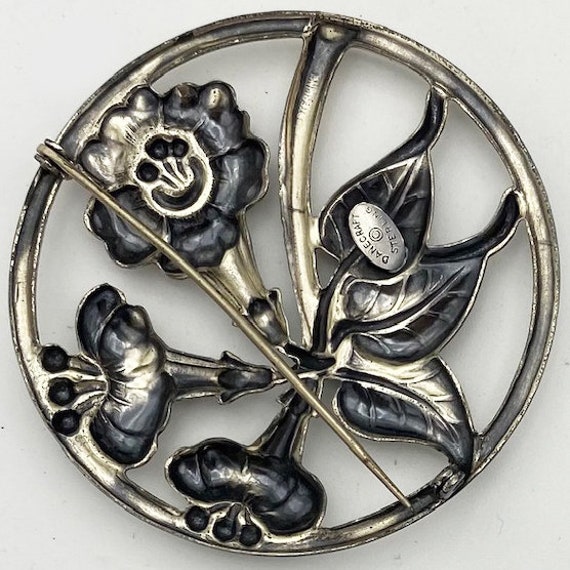 Danecraft Vintage Circle Floral Brooch Signed. RE… - image 6