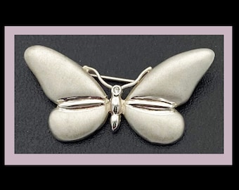 Butterfly Brooch Sterling Silver with CZ Stone, Vintage