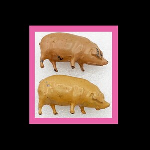 Metal MIniature English Hogs/Pigs Vintage Tan/brown.
