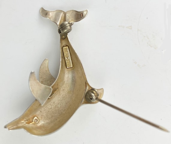 Porpoise Dolphin Pin Brooch by Beau Sterling Silv… - image 5