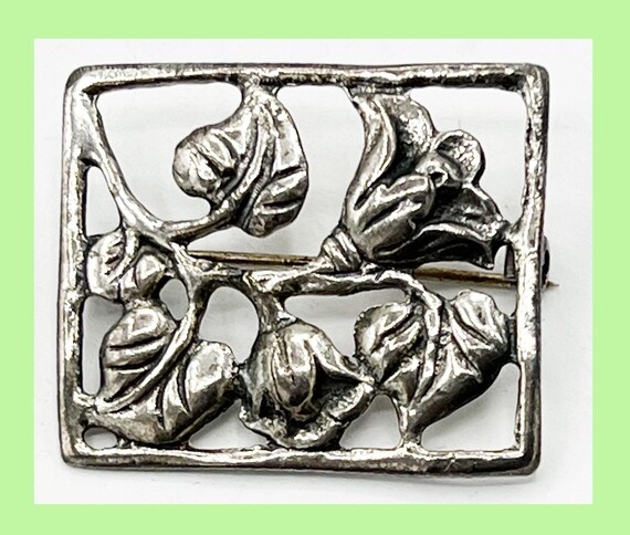 Sterling Silver Trumpet Flower Rectangular Framed… - image 12