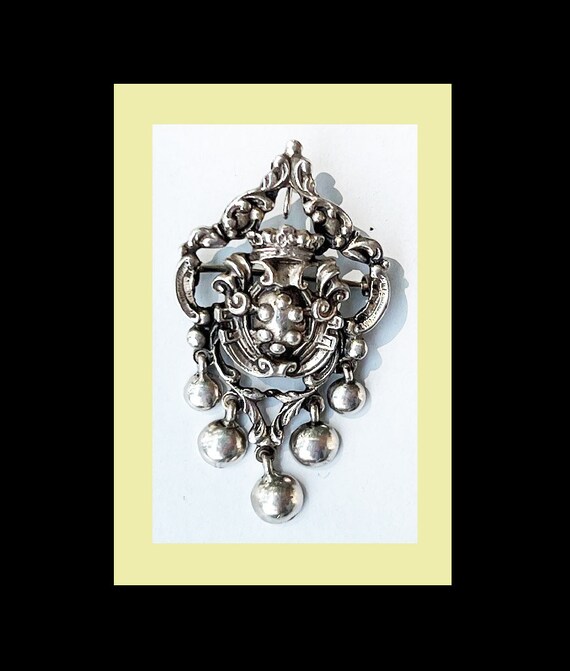 Peruzzi  Fancy Sterling Silver Brooch with Dangles