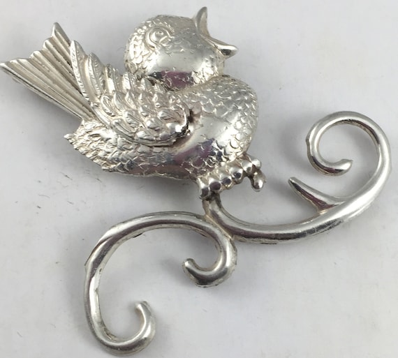 LANG  Baby Song Bird Pin Brooch  Sterling Silver … - image 2