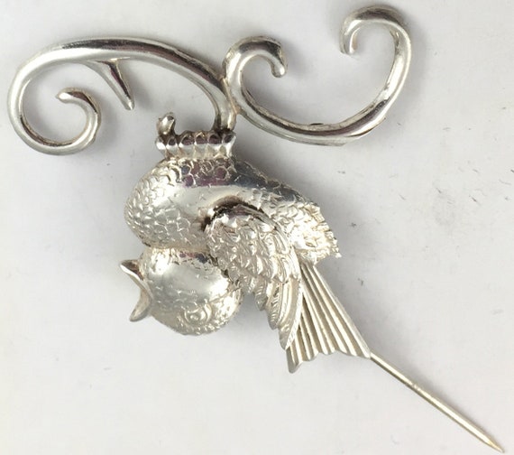 LANG  Baby Song Bird Pin Brooch  Sterling Silver … - image 5