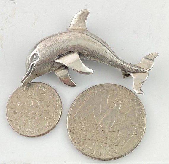 Porpoise Dolphin Pin Brooch by Beau Sterling Silv… - image 2