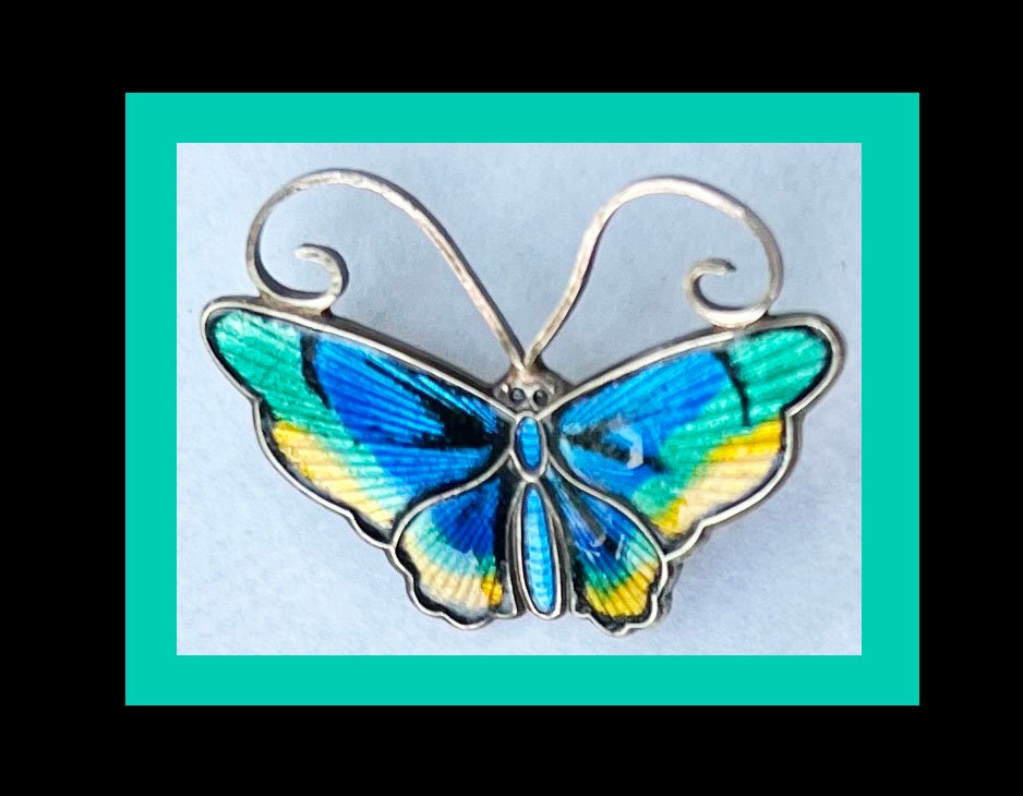 David Andersen Norway Multicolored Enameled Butterfly Brooch