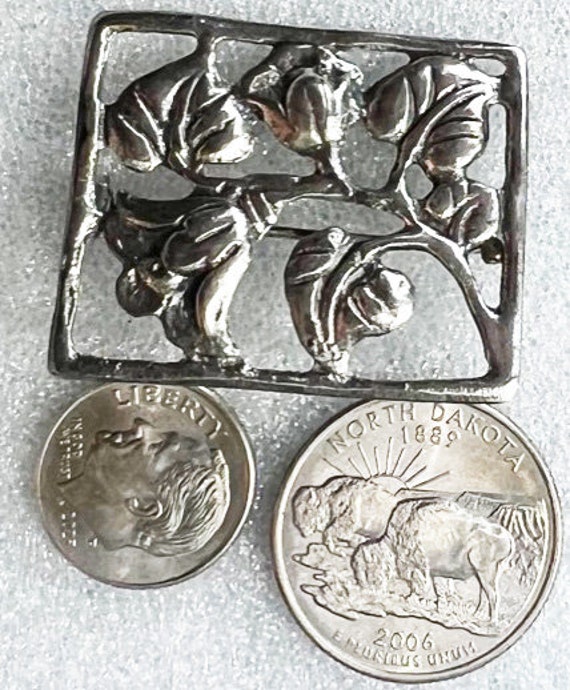 Sterling Silver Trumpet Flower Rectangular Framed… - image 9