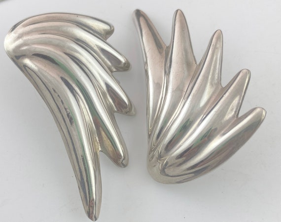 Earrings Taxco Mexico Solid Sterling Silver Wings… - image 6