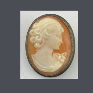 Vintage Beautiful Lady Carved Shell Cameo 900 silver  PENDANT + BROOCH