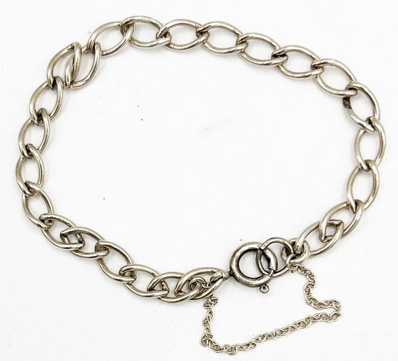 Sterling Silver single loop Charm Bracelet Vintag… - image 7