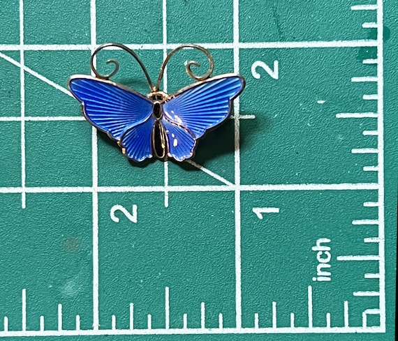 Vintage David-andersen Blue Enamel Butterfly Brooch Sterling