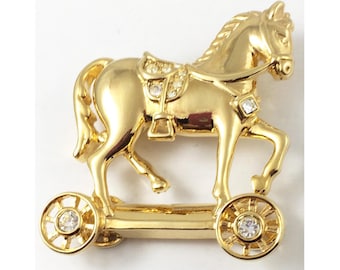 Vintage Avon Smithsonian Toy Rolling Horse Brooch