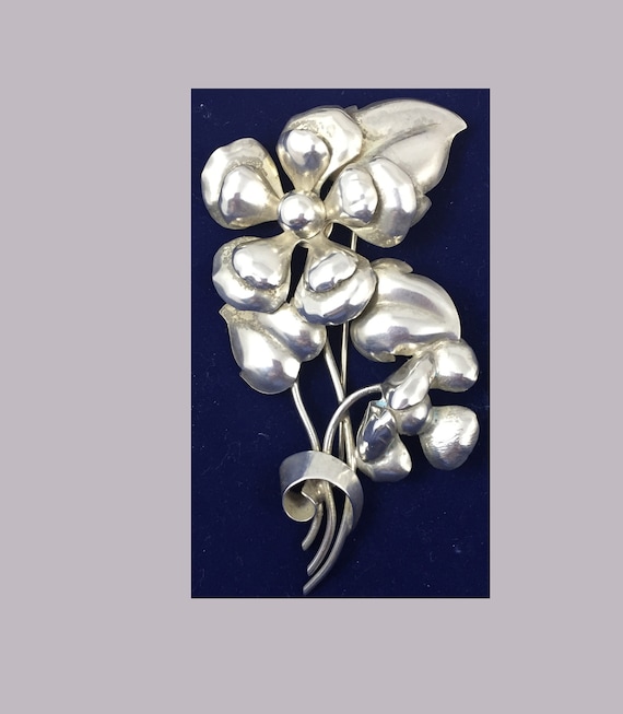 Large Rose  Floral Solid  and Dramatic Sterling S… - image 1