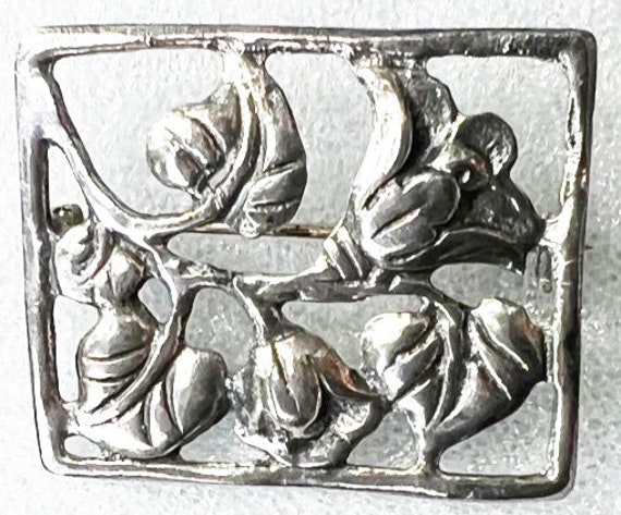 Sterling Silver Trumpet Flower Rectangular Framed… - image 11