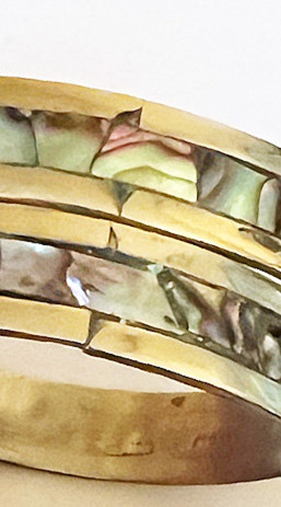 Two Silver and Abalone shell matching Bangle Brac… - image 10