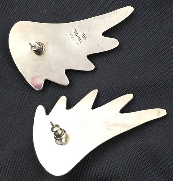 Earrings Taxco Mexico Solid Sterling Silver Wings… - image 3